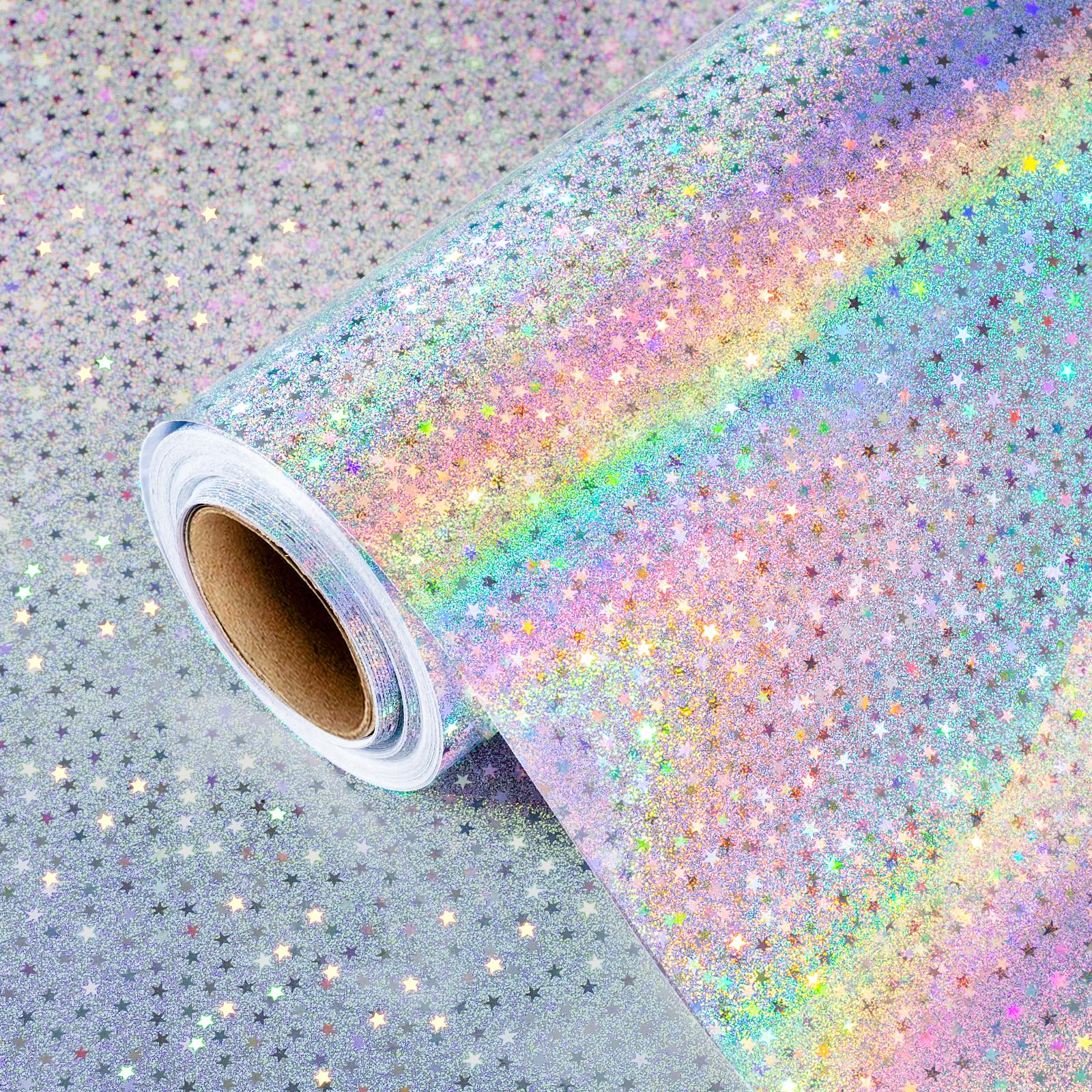Burymento Black Wrapping Paper Roll, Metallic Holographic Stripe Gift Wrap for Birthday, Valentines, Mothers day, Graduation, Wedding, Fathers day, Baby Shower, Christmas (17 IN x 32.8 FT)