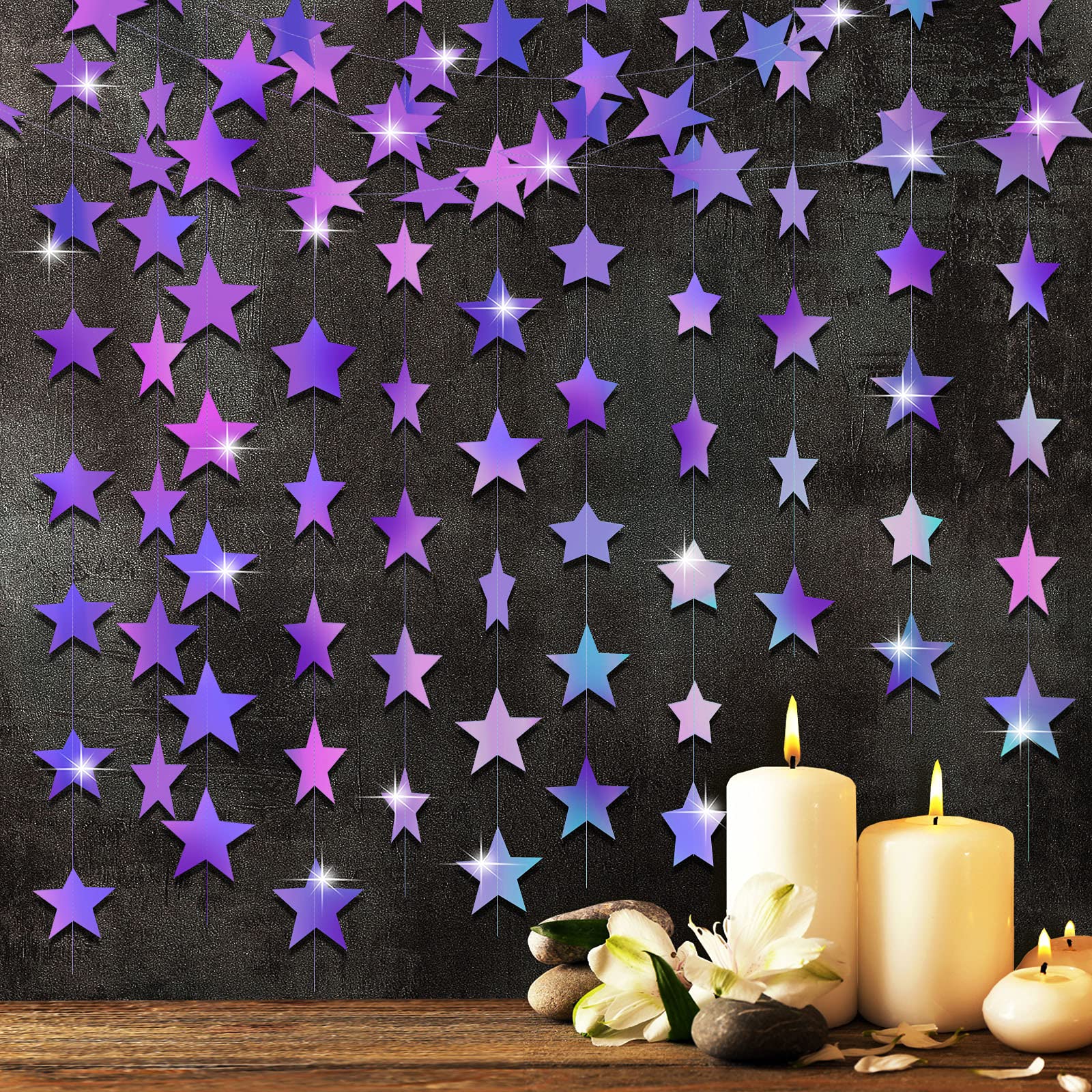 Patelai Glitter Star Garland Banner 2026 Graduation Decor 130 Feet Star Hanging Banner Twinkle Backdrop for Party Birthday Classroom Wedding Supplies(Gold)