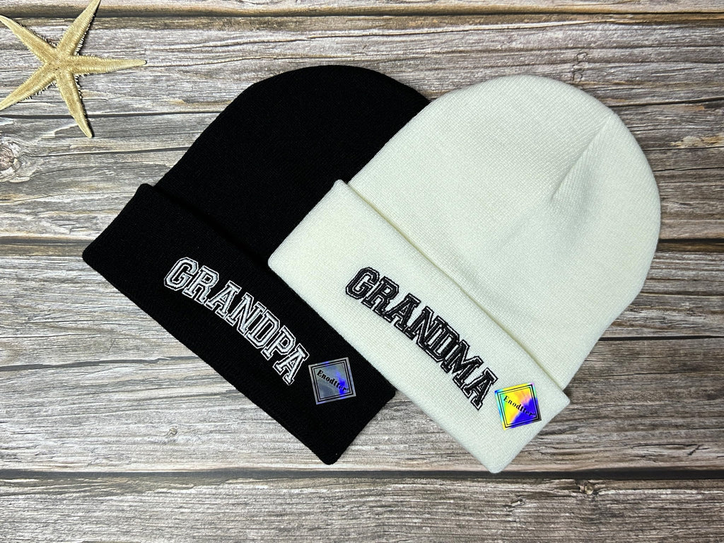 Mr Mrs Grandpa Grandma Dad Mom Hubby Wifey Beanie Hats