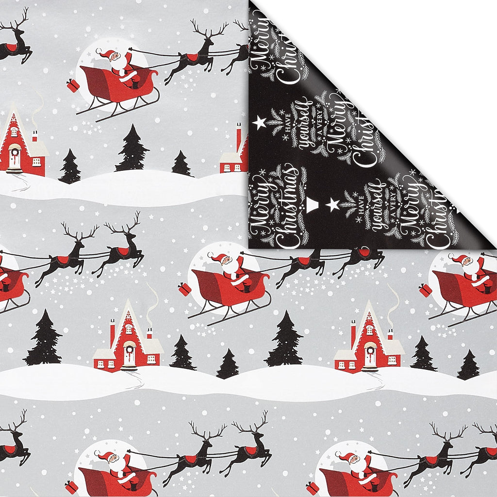 American Greetings Christmas Wrapping Paper, Red and Black Buffalo Plaid Holiday Gift Wrap Set (120 sq.ft., 4 rolls-30 in. x 12 ft., 7 Adhesive Bows, 30 Gift Tag Stickers) Rustic, Snowflakes, Reindeer