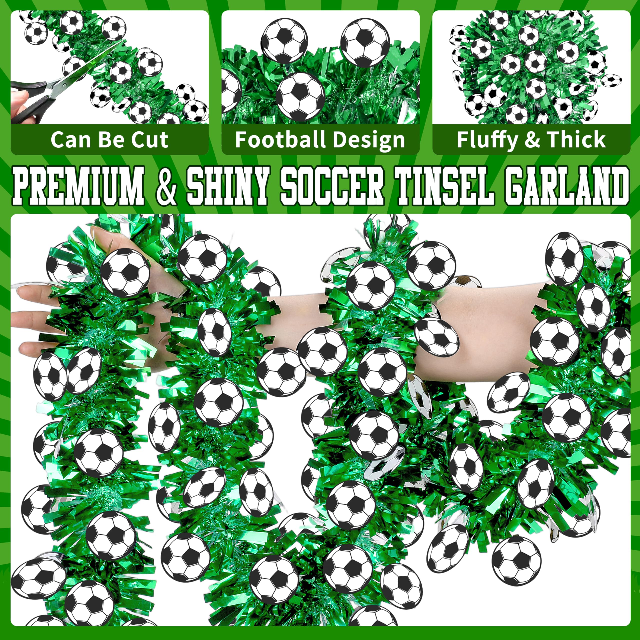 50FT St. Patrick's Day Tinsel Garland Shamrock Hat Green Gold Metallic Tinsel Twist Garland for Irish Saint Patricks Day Party Home Decor Indoor Outdoor Decoration