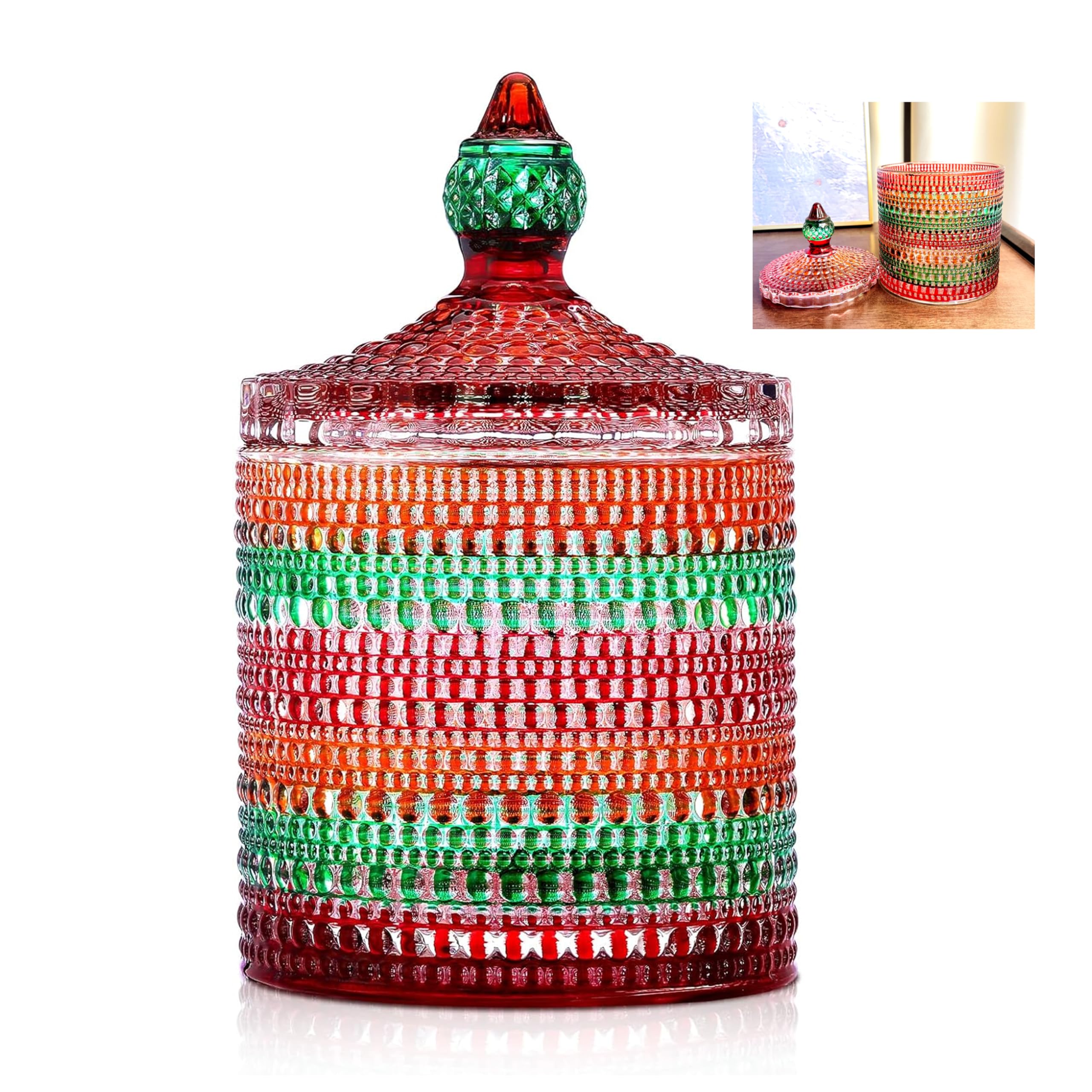 Cute Candy Jar, Decorative Glass Storage Jar for Home Aesthetic sealed canister with simple outline, fit kitchen counter, coffee bar, bedroom decor and daily snack sorted display (low)