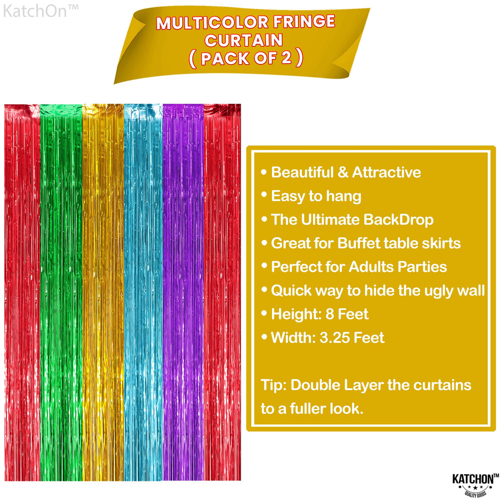 KatchOn, XtraLarge Gold Streamers Backdrop - 3.2x8 Feet, 2 Pcs | Gold Fringe Backdrop Curtain for Ramadan Decorations for Home, Casino, 50th Birthday Decoration | Graduation Decorations 2026
