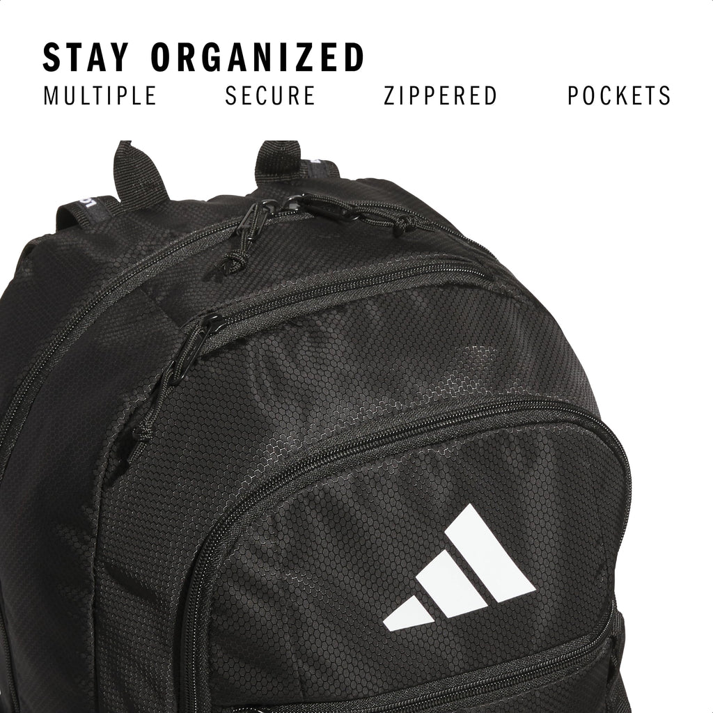 adidas Excel 7 School Backpack for Laptop, Gym and Travel, 34L, Twill White/Black/7.5, OSFA