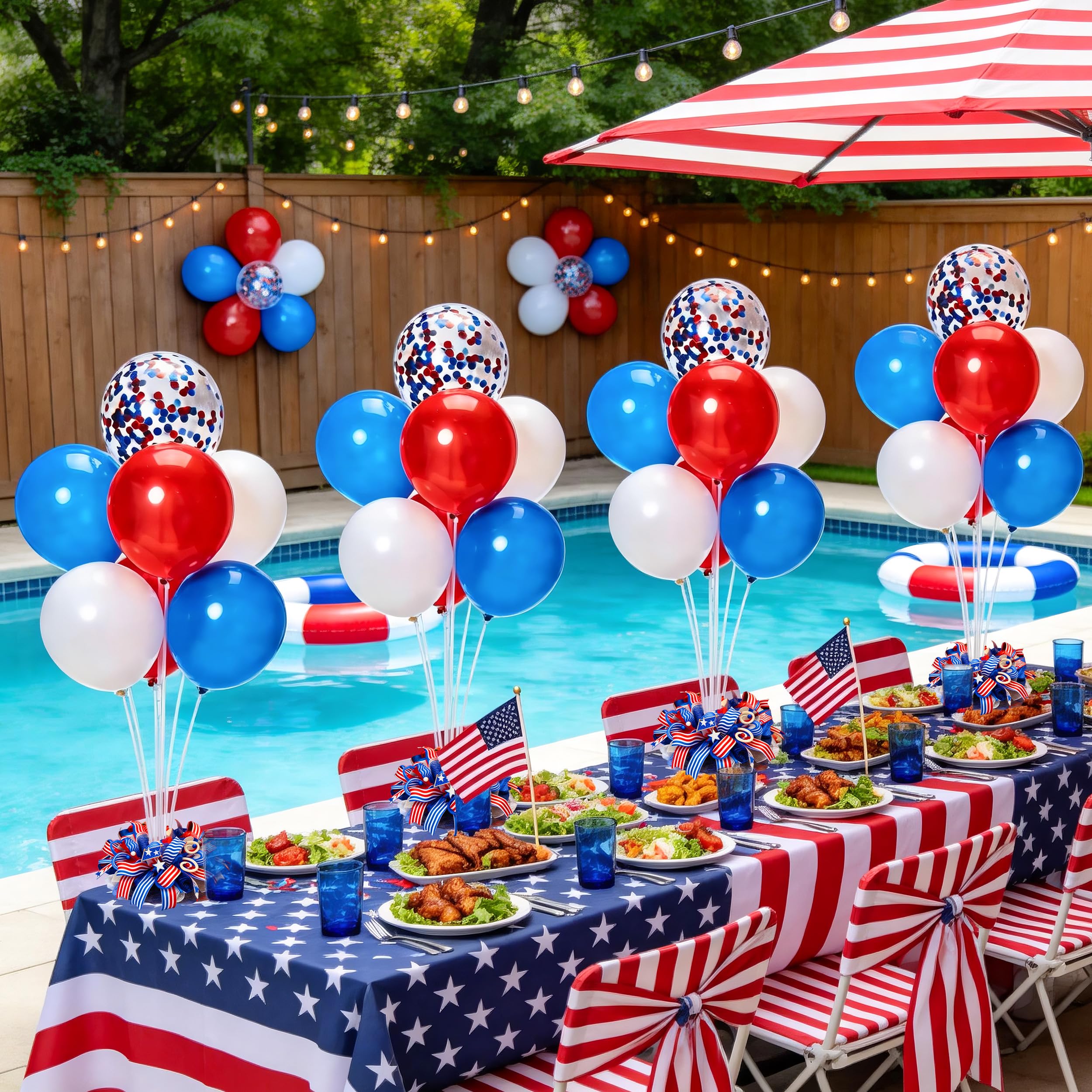 JOYYPOP 80 PCS Red White and Blue Balloons 12 Inch Patriotic Balloons with Confetti Balloons for 4th of July Decorations Independence Day 250 Anniversary Birthday Party Supplies