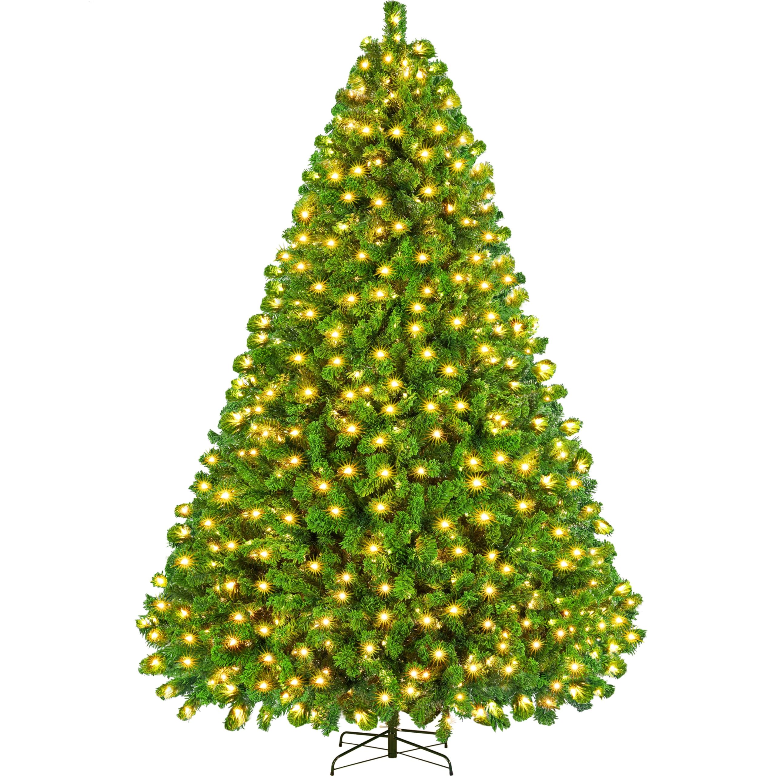 Yaheetech 6ft Snow Flocked Pre-lit Christmas Tree with 250 Warm White Lights, 820 Lush Branch Tips & Quick-Assembly Hinged Design, Full Artificial Xmas Tree for Winter Holiday Décor, Green & White