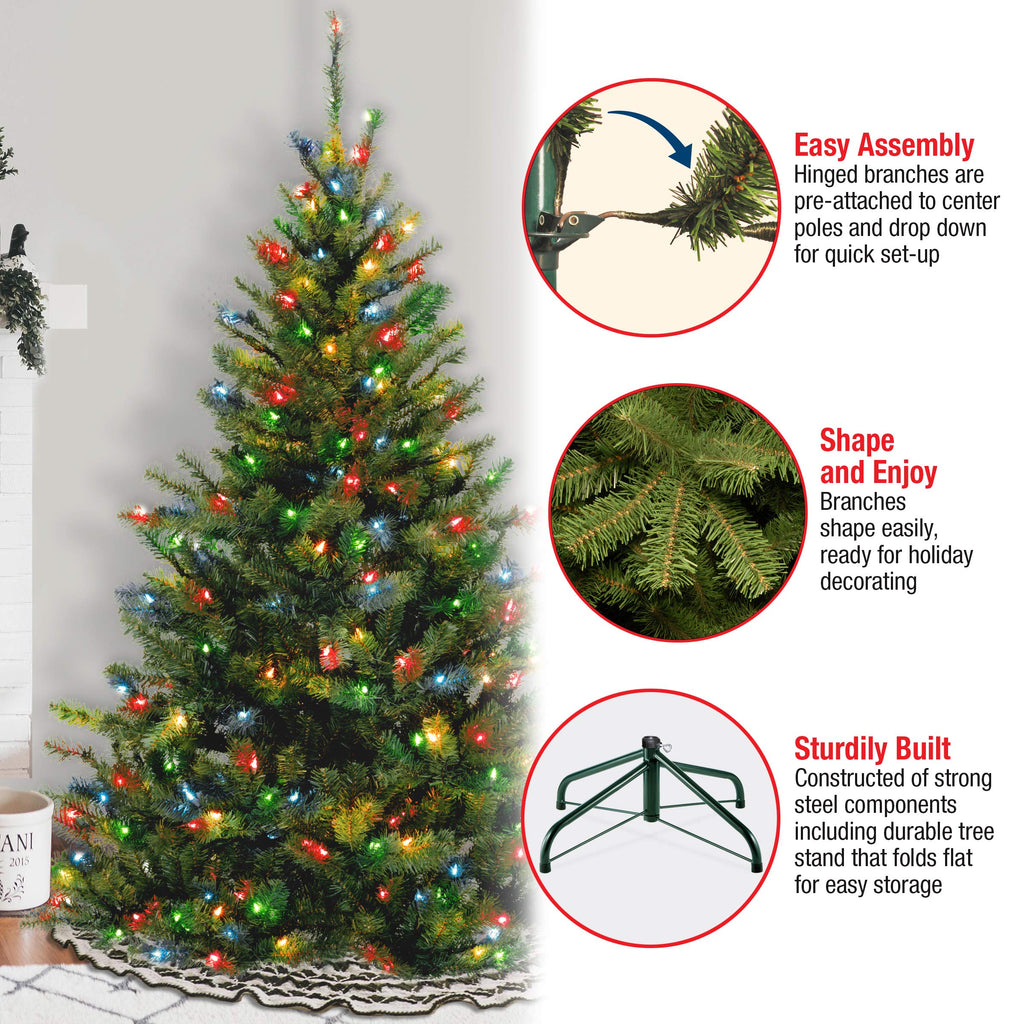 National Tree Company Pre-Lit Artificial Medium Christmas Tree, Green, Kincaid Spruce, Multicolor Lights, Includes Stand, 4 Feet