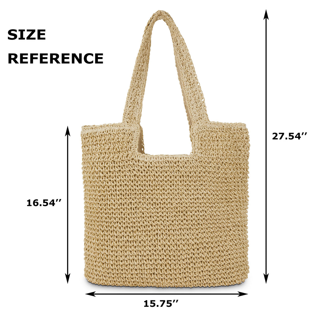 Straw Beach Tote Bag: Large Summer Boho Woven Bags - Rattan Handmade Shoulder Handbags for Women