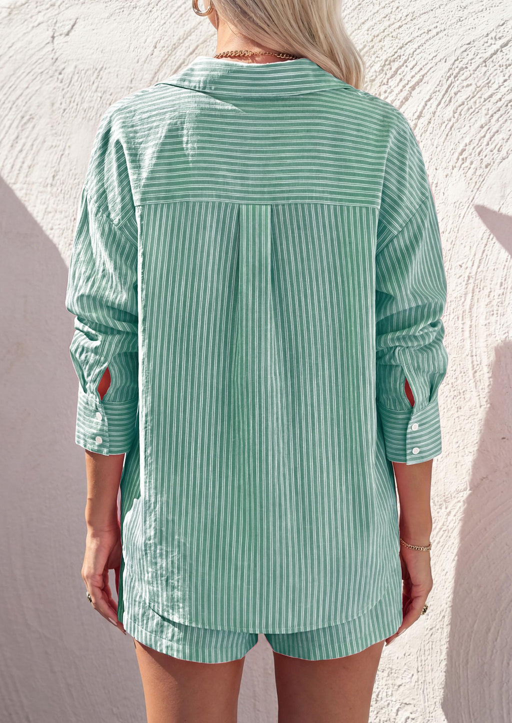 PRETTYGARDEN Women's Summer 2 Piece Matching Lounge Sets Pajamas Long Sleeve Shirts Blouse Pockets Shorts 2026 Spring Outfits