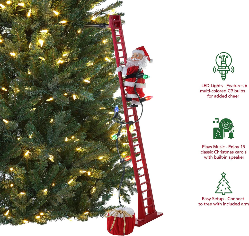 Mr. Christmas Super Climber Musical Animated Christmas Decoration, 42 Inches, Plush White Santa Claus