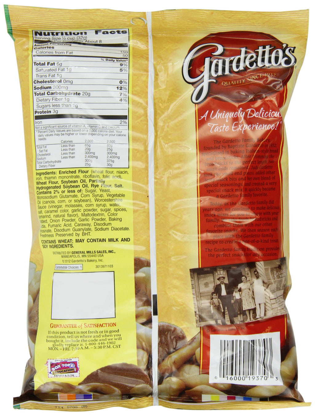 Gardetto's Original Recipe Snack Mix, Crunchy Breadsticks, Pretzels & Roasted Rye Chips, Kosher Snacks Multipack, 10 Single-Serve Bags, Individually Wrapped Party & Family Pack, 17.5 oz Bulk Box