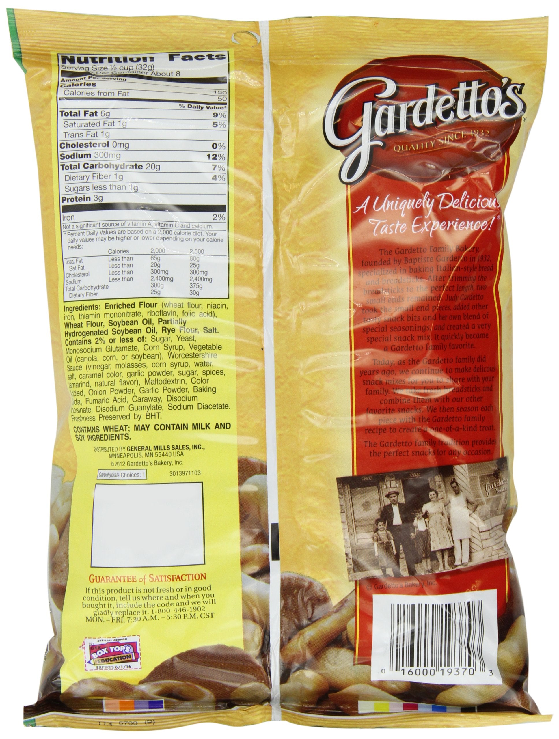 Gardetto's Original Recipe Snack Mix, Crunchy Breadsticks, Pretzels & Roasted Rye Chips, Kosher Snacks Multipack, 10 Single-Serve Bags, Individually Wrapped Party & Family Pack, 17.5 oz Bulk Box