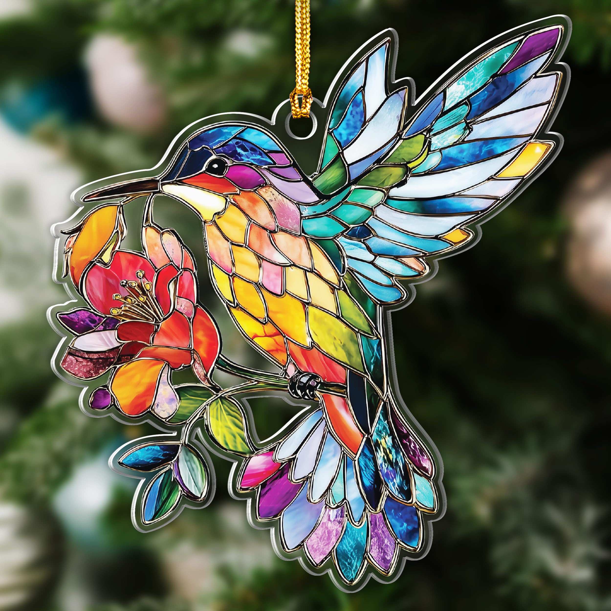 Dragon Stained Glass Ornament - Christmas Ornaments 2025 - Dragon Suncatcher for Christmas Tree Decorations - Dragons Gifts for Men, Women - Gothic Christmas Ornaments - New Year Gift