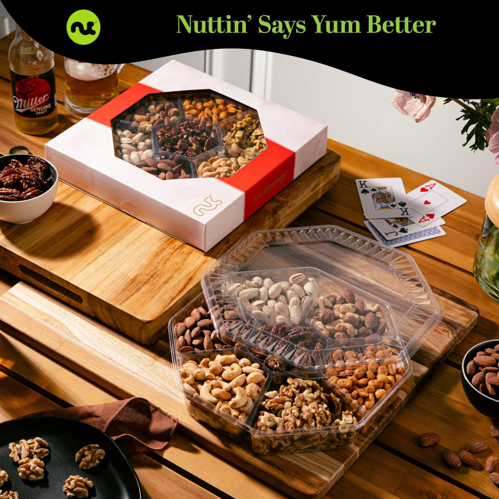 NUT CRAVINGS - Fathers Day Treats, Gift For Dad, Mixed Nuts Heart Shaped Gift Basket, Love in A Box (6 Assortments, 2 LB) Romantic Food Arrangement, Healthy Snack Care Package, Food Assortments