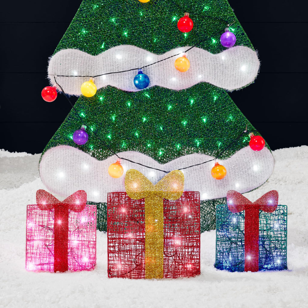 Best Choice Products 6ft Lighted 2D Christmas Tree Outdoor Décor, Large Holiday Yard Decoration w/ 170 Twinkling LED Lights, Storage Bag - Red