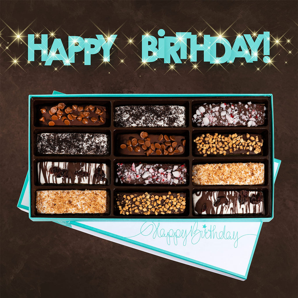 Barnetts Fathers Day 12 Chocolate Biscotti Gift Box, Gourmet Cookie Gifts Basket for Him and Her, Food Delivery, Fancy Cookies Candy Box Baskets Ideas for Men, Dad, Father, Grandfather, Husband, Brother, Son, Grandson,