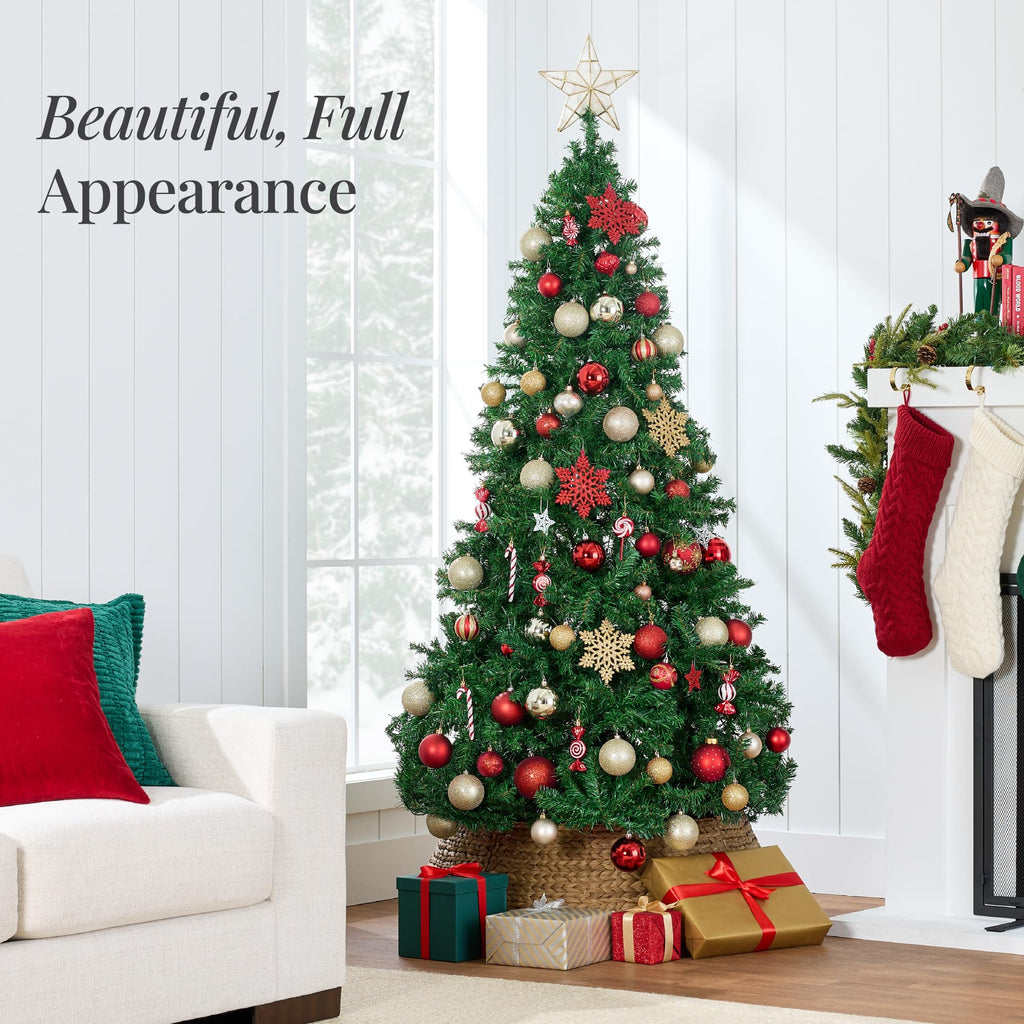 Best Choice Products Artificial Christmas Tree, 6ft Premium Unlit Hinged Design, Dense Branches Realistic Holiday Décor w/Easy Assembly, Base
