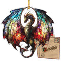 Dragon Stained Glass Ornament - Christmas Ornaments 2025 - Dragon Suncatcher for Christmas Tree Decorations - Dragons Gifts for Men, Women - Gothic Christmas Ornaments - New Year Gift