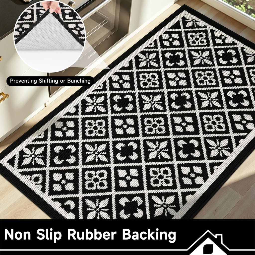 Ileading Christmas Entrance Door Mat, Absorbent Dog Mats for Muddy Paws, Low-Profile Small Red Xmas Decor Kitchen Runner Rug with Non-Slip Backing, Machine Washable Entryway Welcome Mat(Red 24"X36")