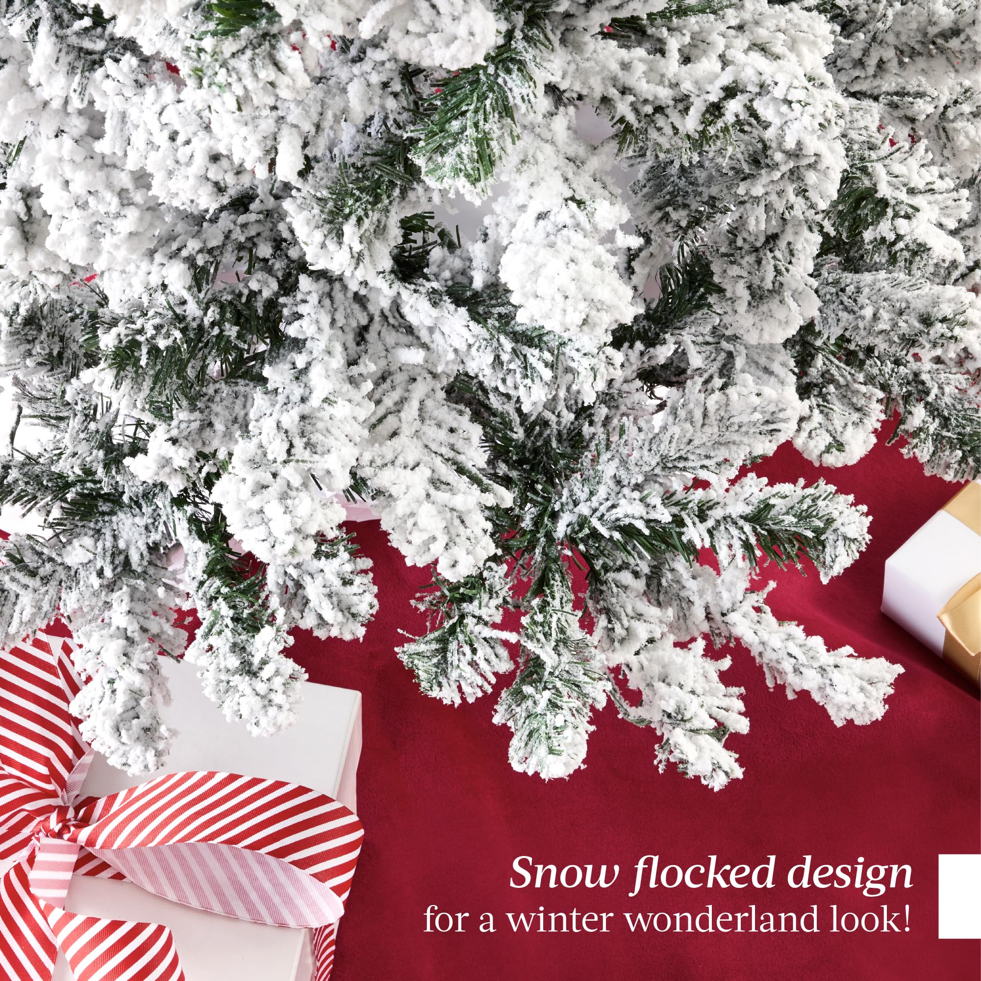 Best Choice Products Artificial Flocked Christmas Tree, 6ft Premium Unlit Pine Holiday Décor w/Full Branches, Metal Stand - Green