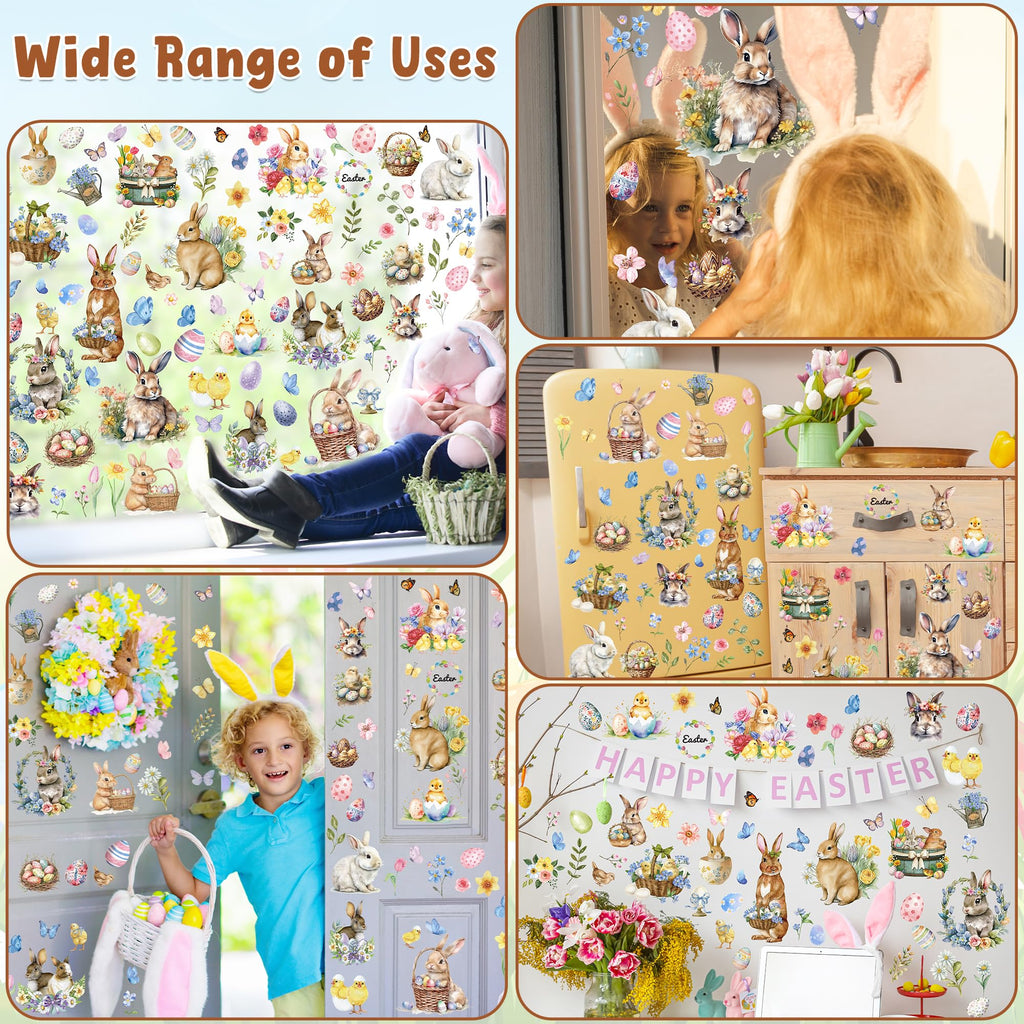 186PCS Christmas Decor, Christmas Window Clings, 9 Sheets Snowflake Window Stickers Decals with Santa Claus Snowman Reindeer, PVC Xmas Decorations Clings for Holiday Party Decorations Accessories