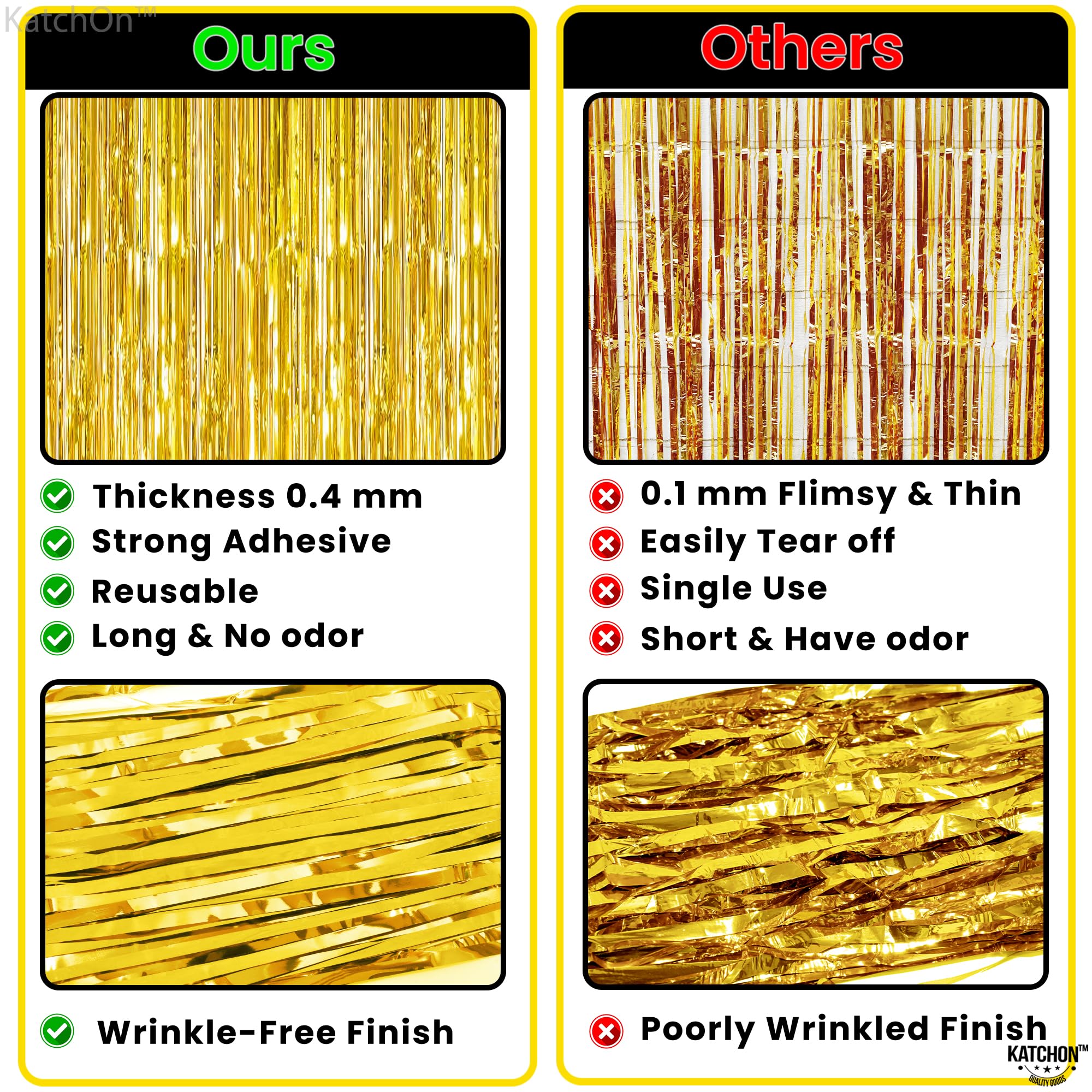 KatchOn, XtraLarge Gold Streamers Backdrop - 3.2x8 Feet, 2 Pcs | Gold Fringe Backdrop Curtain for Ramadan Decorations for Home, Casino, 50th Birthday Decoration | Graduation Decorations 2026
