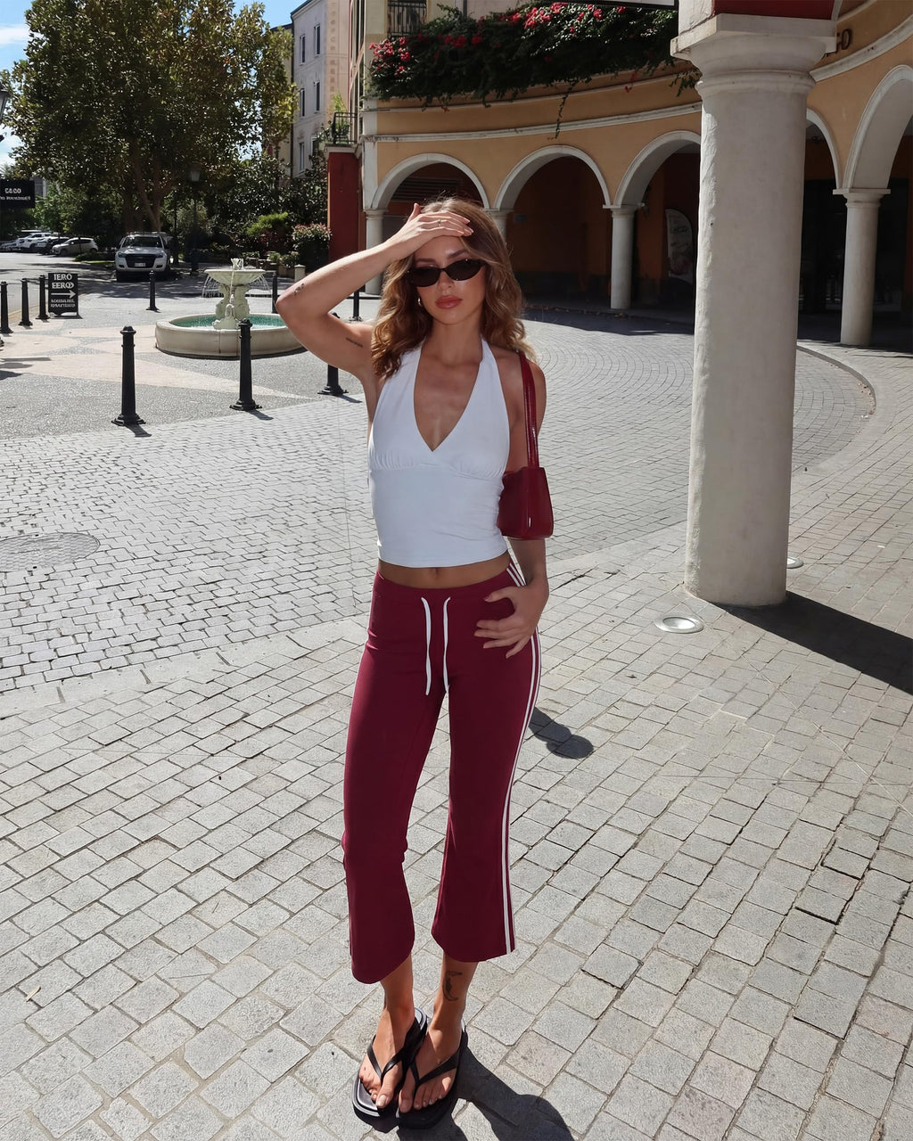 MOOSLOVER Women Flare Capri Yoga Pants High Waisted Side Stripe Drawstring Bootcut Flared Cropped Leggings