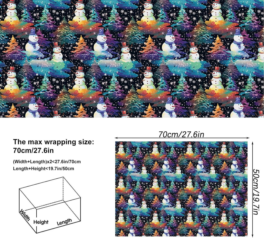 Vnaaem Christmas Wrapping paper for Boys Girls Kids - Rainbow Xmas Gift Wrap with Snowflakes Tree Snowman Reindeer Design for Christmas Holiday - 20 X 28Inches Per Sheet(8 Pack)