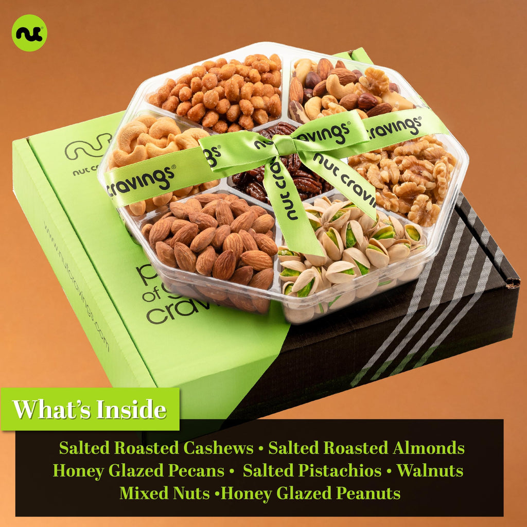 NUT CRAVINGS - Fathers Day Treats, Gift For Dad, Mixed Nuts Heart Shaped Gift Basket, Love in A Box (6 Assortments, 2 LB) Romantic Food Arrangement, Healthy Snack Care Package, Food Assortments
