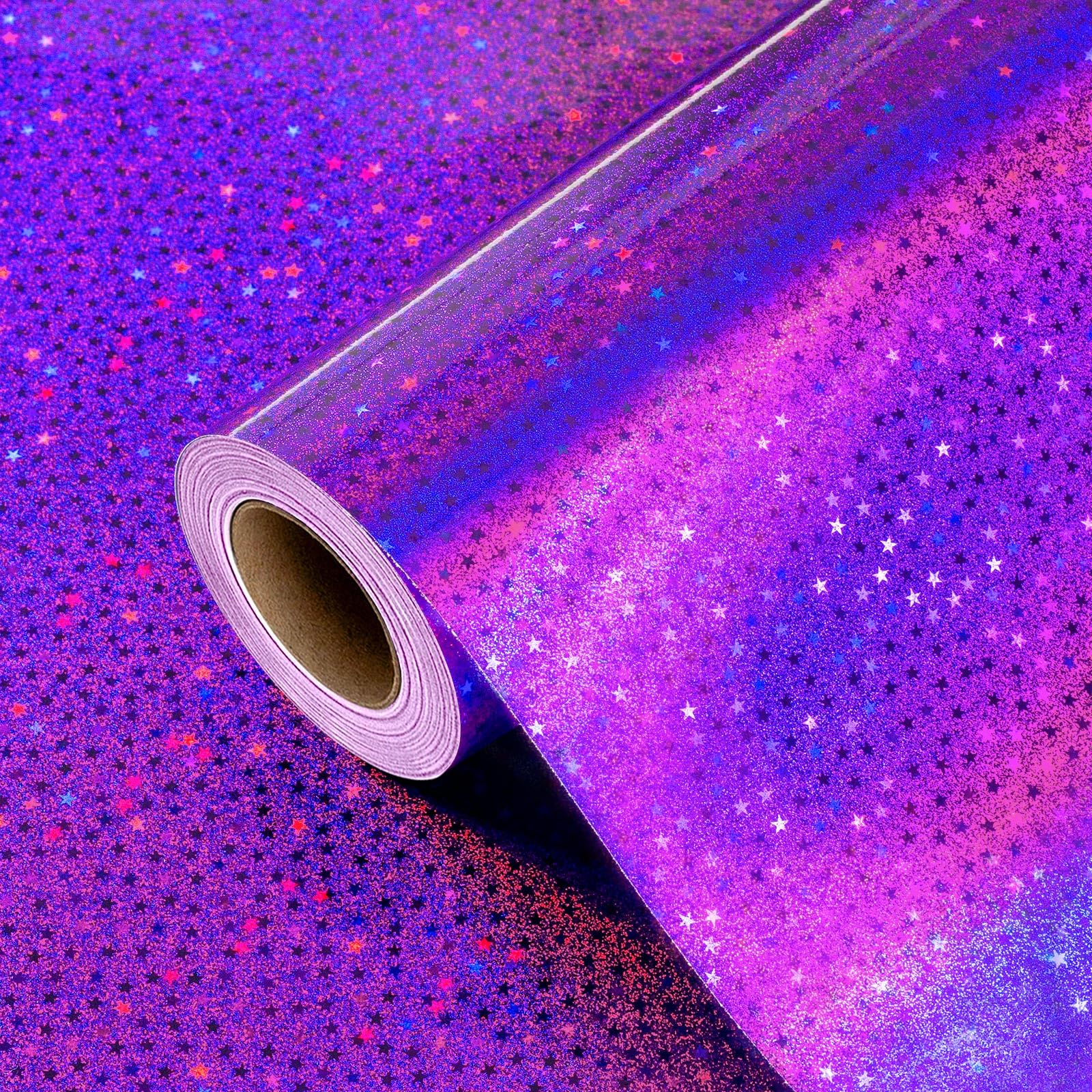 Burymento Black Wrapping Paper Roll, Metallic Holographic Stripe Gift Wrap for Birthday, Valentines, Mothers day, Graduation, Wedding, Fathers day, Baby Shower, Christmas (17 IN x 32.8 FT)