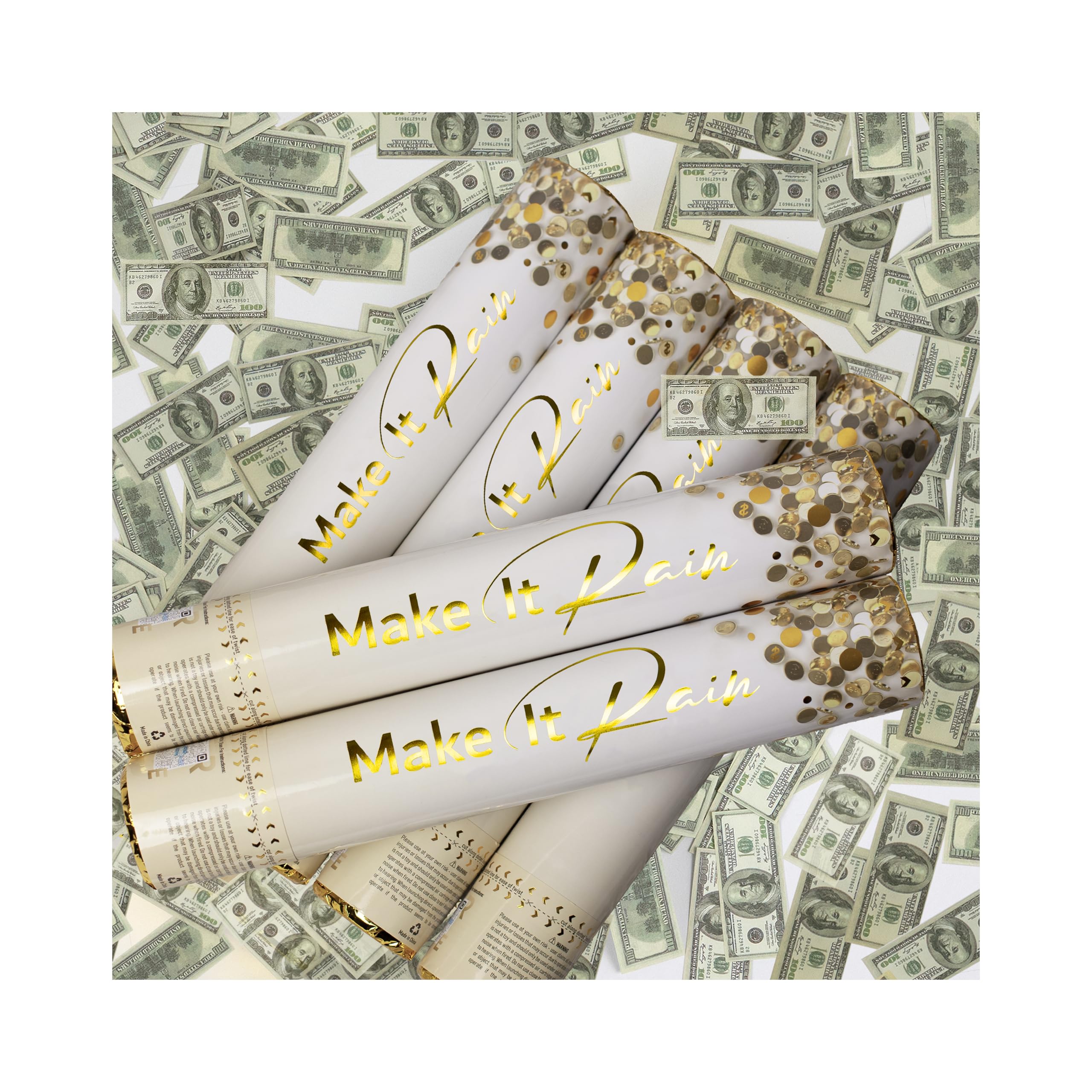 PrimePure Confetti Cannon Party Poppers - Gold Star Confetti Poppers - 2 Pack - Make It Rain Gold Glitter Stars Party Cannons Pop Gun for Birthday, Wedding, Graduation, Celebration, Events, Pranks