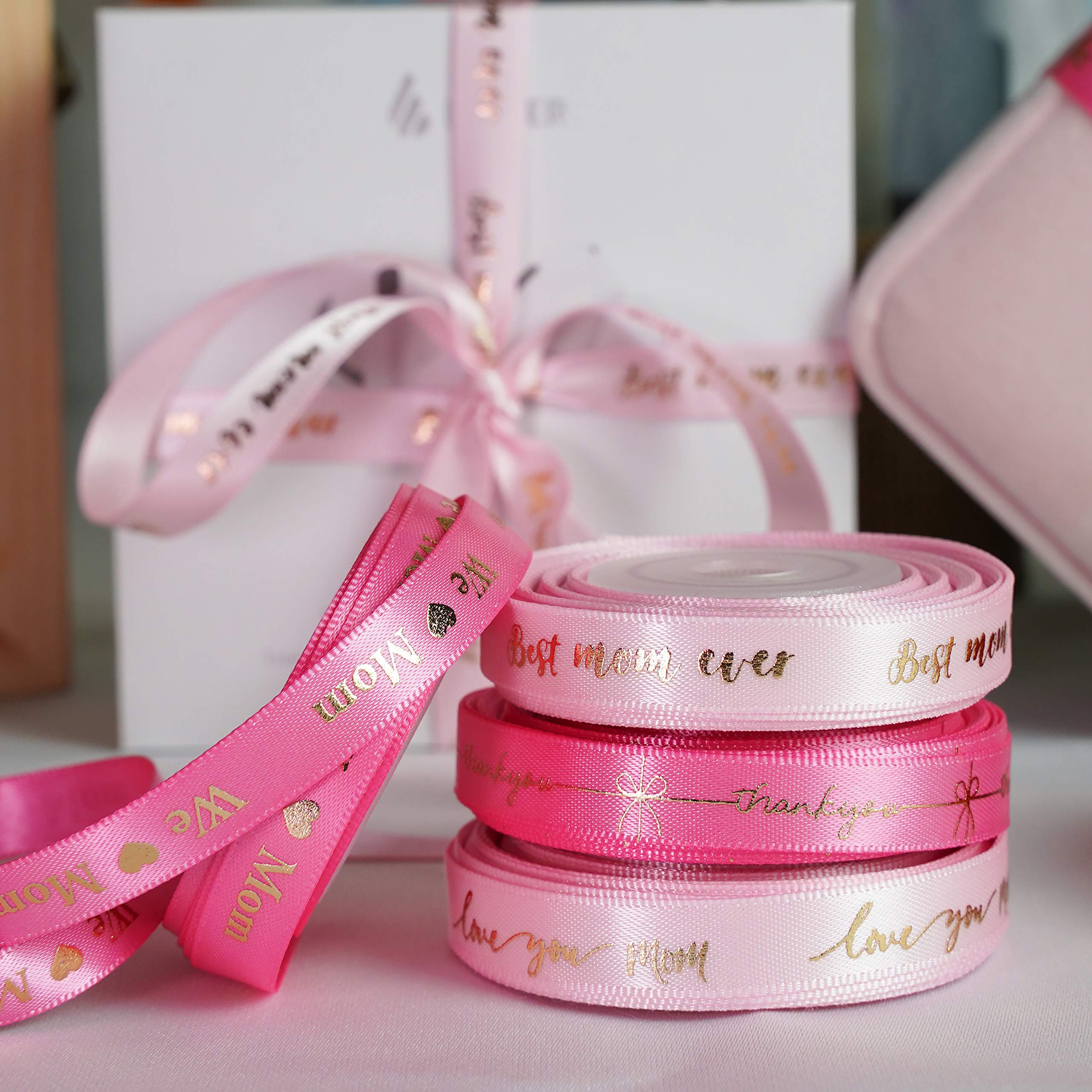 MEEDEE 3/8 Inch Satin Ribbon Set – 10 Rolls Rainbow Double Face Ribbon for Gift Wrapping, 5 Yards Each (Total 50 Yards), Decorative Ribbon for Presents & Party Favors