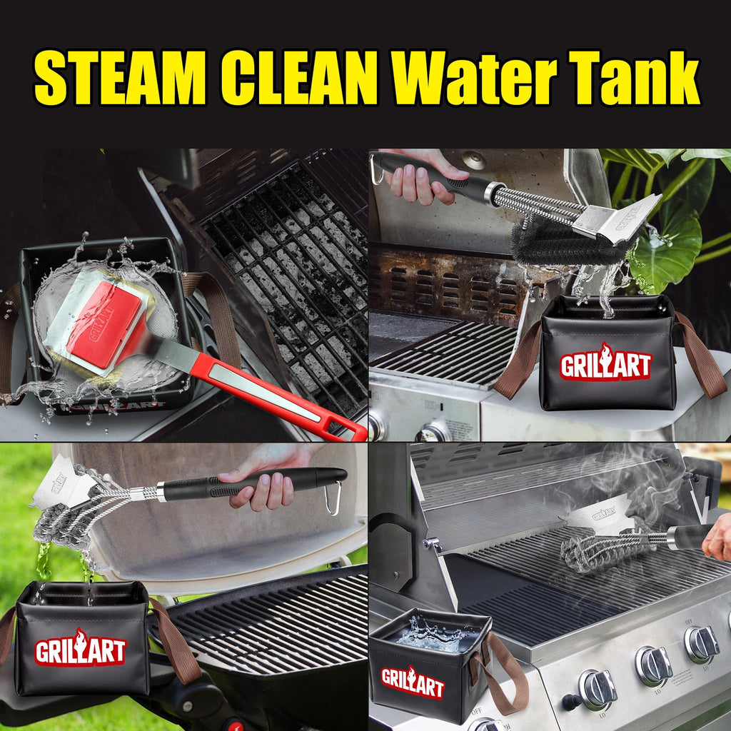GRILLART Grill Brush Bristle Free, SteamWizards [Safe & Efficient] Grill Cleaner Brush for All Grill Grates, Replaceable Pad BBQ Grill Brush for Outdoor Grill, Grill Accessories, Gifts for Men/Dad