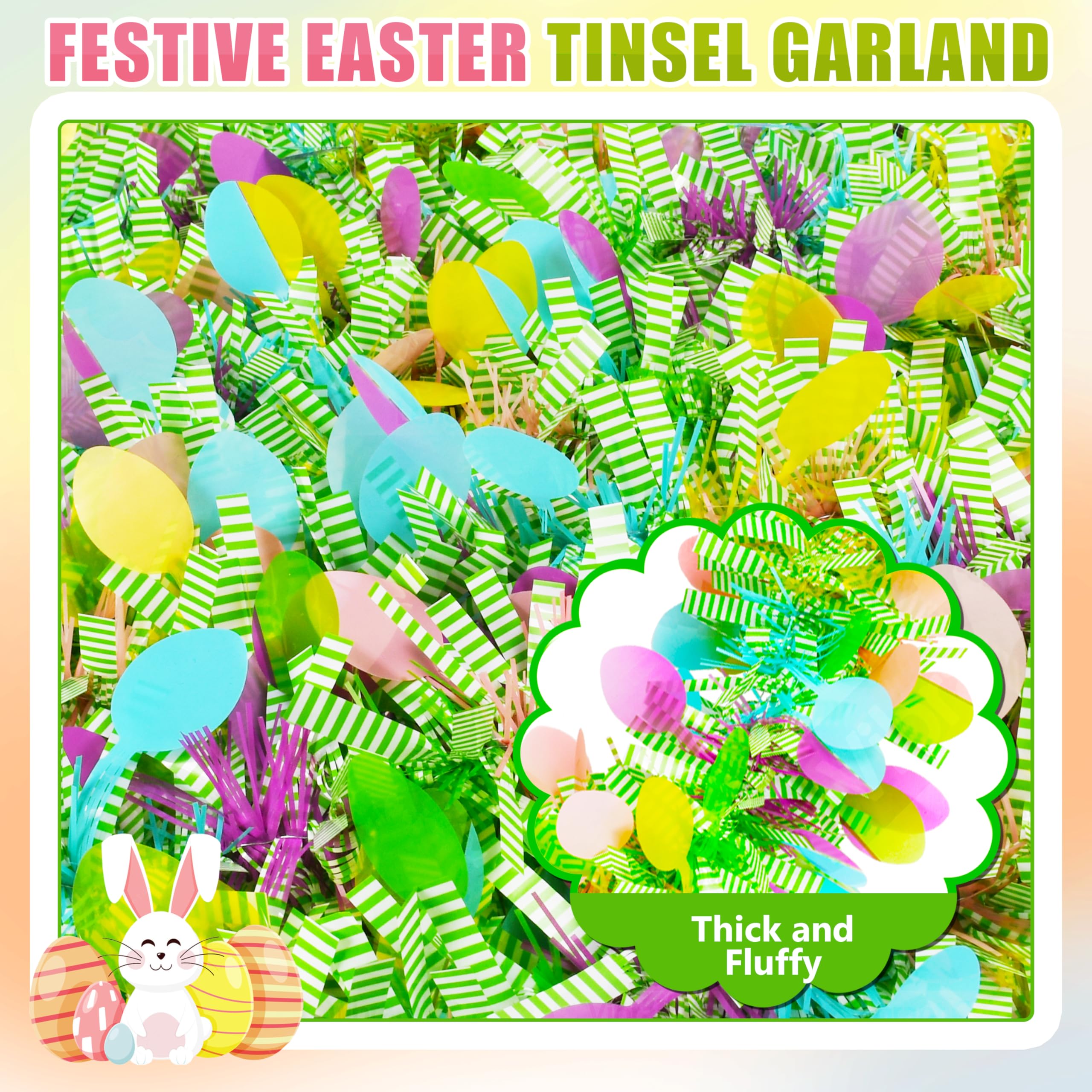50FT St. Patrick's Day Tinsel Garland Shamrock Hat Green Gold Metallic Tinsel Twist Garland for Irish Saint Patricks Day Party Home Decor Indoor Outdoor Decoration