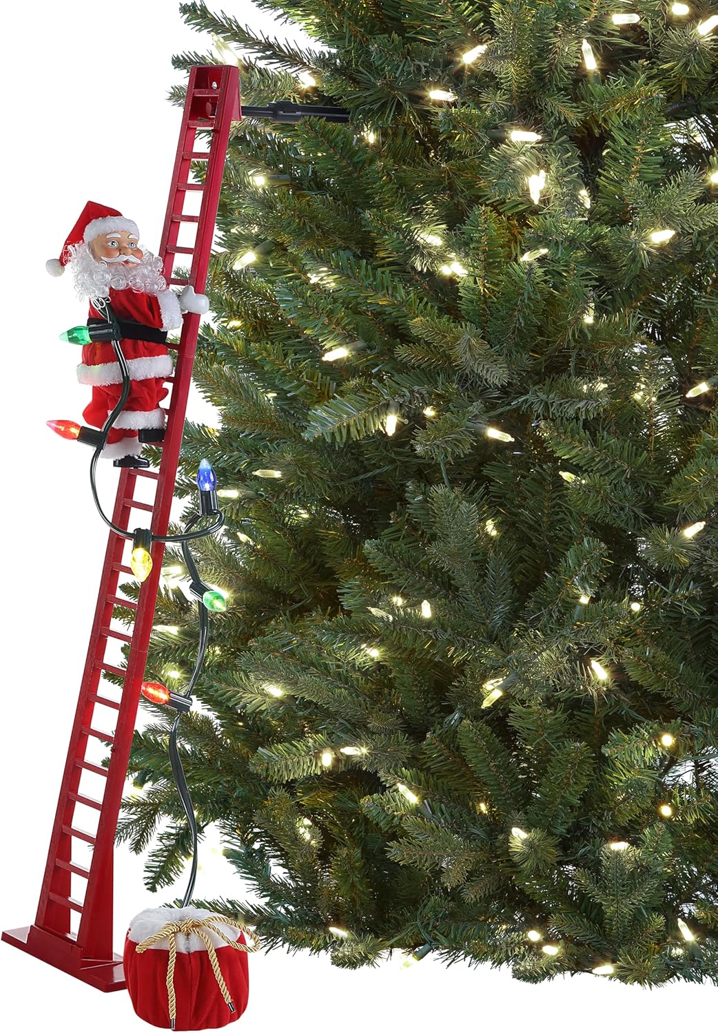 Mr. Christmas Super Climber Musical Animated Christmas Decoration, 42 Inches, Plush White Santa Claus