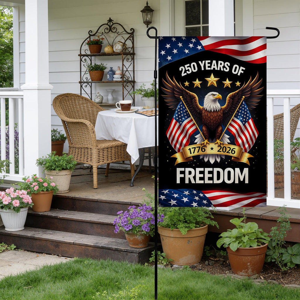 4th of July Decorations - Patriotic Stars Welcome Garden Flag | Double Sided Fourth of July Accessories Patriotic Banner | 250 Anniversary USA Merchandise for Garden Yard Porch Patio Lawn Outdoor Outside Decor