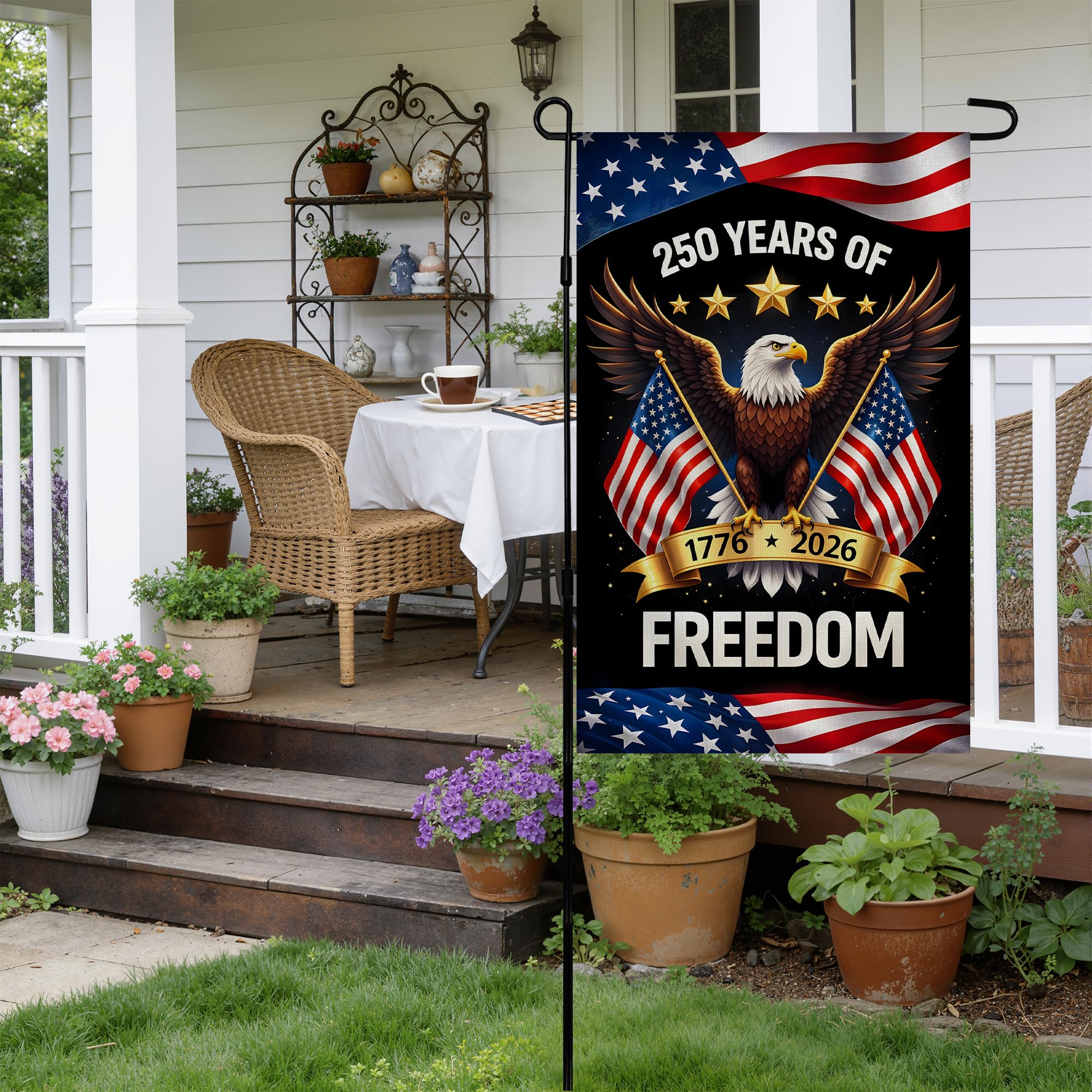 4th of July Decorations - Patriotic Stars Welcome Garden Flag | Double Sided Fourth of July Accessories Patriotic Banner | 250 Anniversary USA Merchandise for Garden Yard Porch Patio Lawn Outdoor Outside Decor