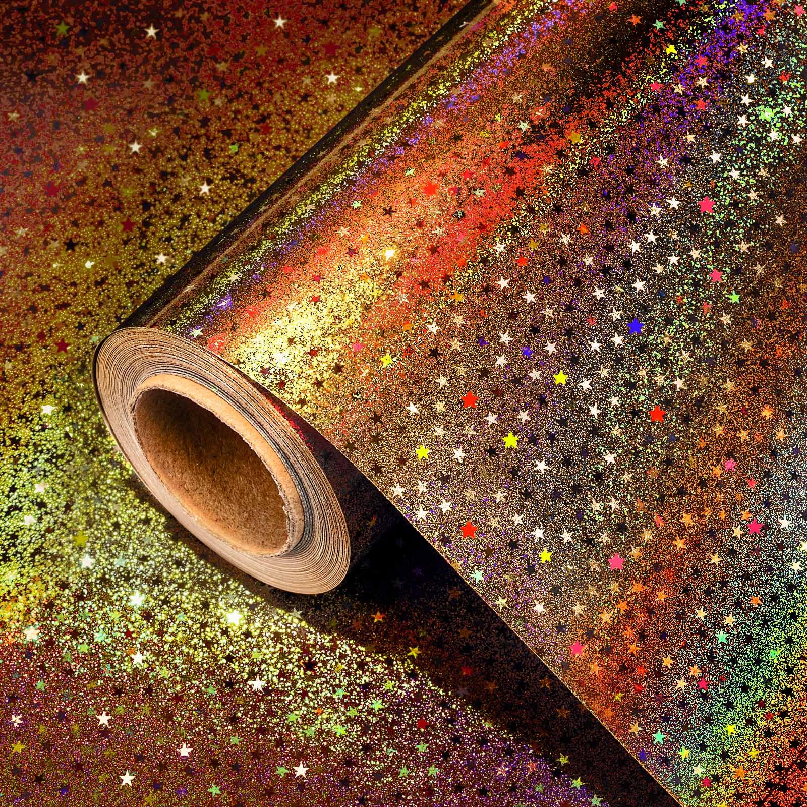 Burymento Black Wrapping Paper Roll, Metallic Holographic Stripe Gift Wrap for Birthday, Valentines, Mothers day, Graduation, Wedding, Fathers day, Baby Shower, Christmas (17 IN x 32.8 FT)