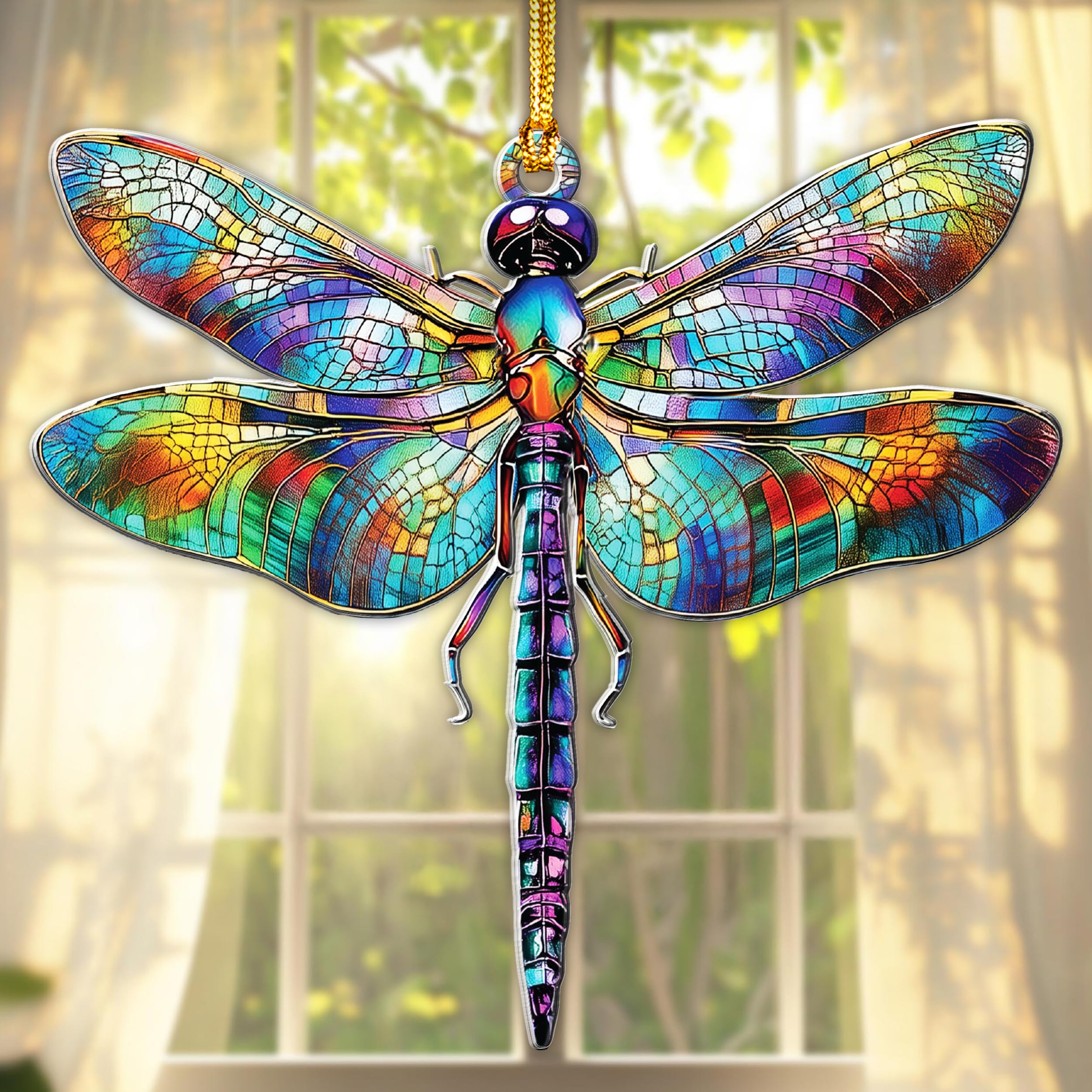 Dragon Stained Glass Ornament - Christmas Ornaments 2025 - Dragon Suncatcher for Christmas Tree Decorations - Dragons Gifts for Men, Women - Gothic Christmas Ornaments - New Year Gift