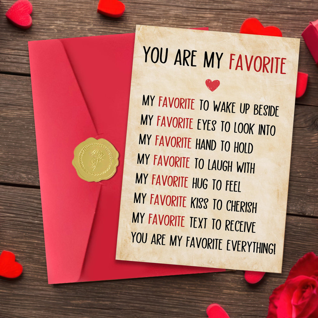 IDU Valentines Day Card,Valentines Day Cards Gifts for Him Her,Valentines Day Card for Husband Wife Boyfriend Girlfriend Fiance Fiancee Men Women - You Are My Favorite Love Note