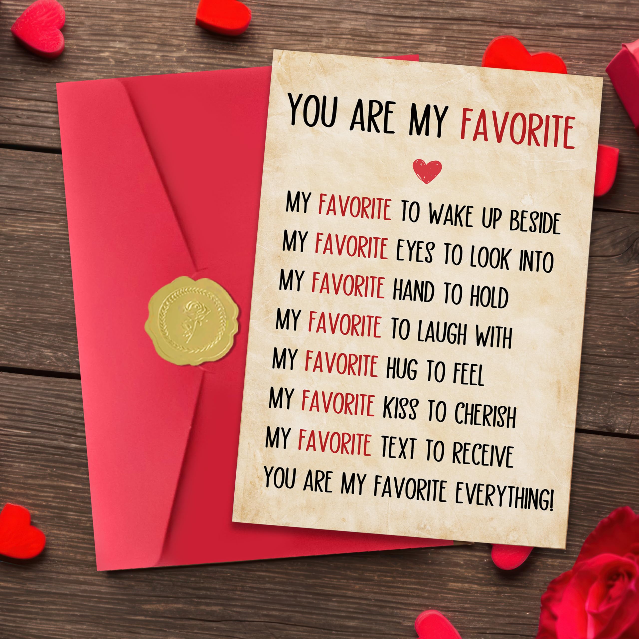 IDU Valentines Day Card,Valentines Day Cards Gifts for Him Her,Valentines Day Card for Husband Wife Boyfriend Girlfriend Fiance Fiancee Men Women - You Are My Favorite Love Note
