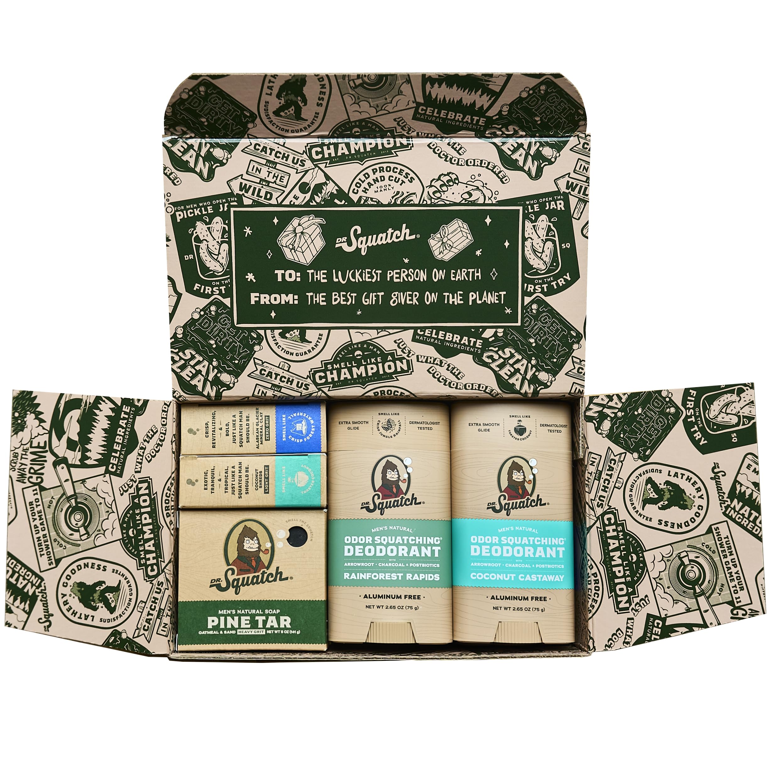 Dr. Squatch Men’s Soap & Deodorant Bundle - Birthday Gifts for Men - Bar Soap, Aluminum Free Deodorant Men - Gifts for Men (8 Piece Bundle)