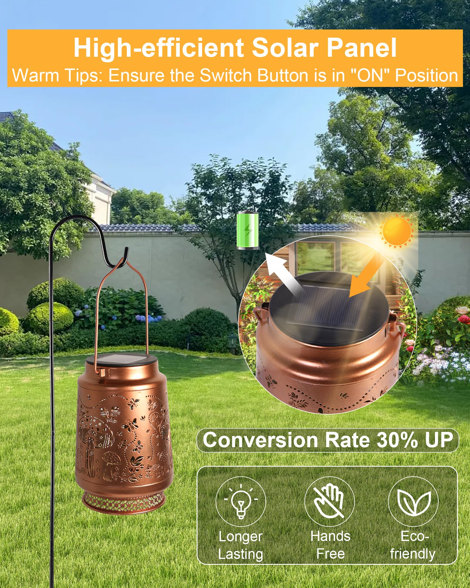 Solar Lanterns Outdoor Waterproof Hummingbird Elegant Garden Decor Birthday Gifts for Women Mom Grandma Sister Metal Hanging Solar Lights Outside Gardening Decorations for Backyard, Patio, Lawn, Porch