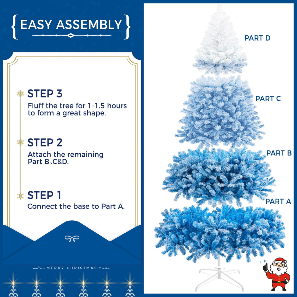 Yaheetech 6ft Snow Flocked Pre-lit Christmas Tree with 250 Warm White Lights, 820 Lush Branch Tips & Quick-Assembly Hinged Design, Full Artificial Xmas Tree for Winter Holiday Décor, Green & White