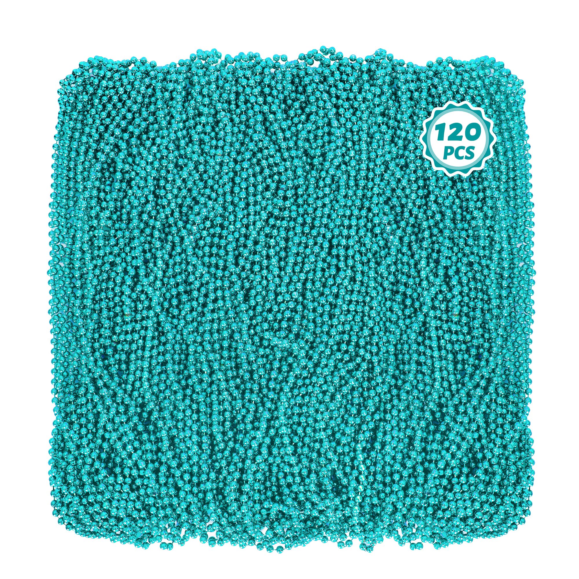 Huskein Mardi Gras Beads, 120 PCS Mardi Gras Accessories, 33 IN Green Bead Necklaces, St Patricks Day Parade Favors Bulk Party Beads Favors for Festival Carnival Decorations