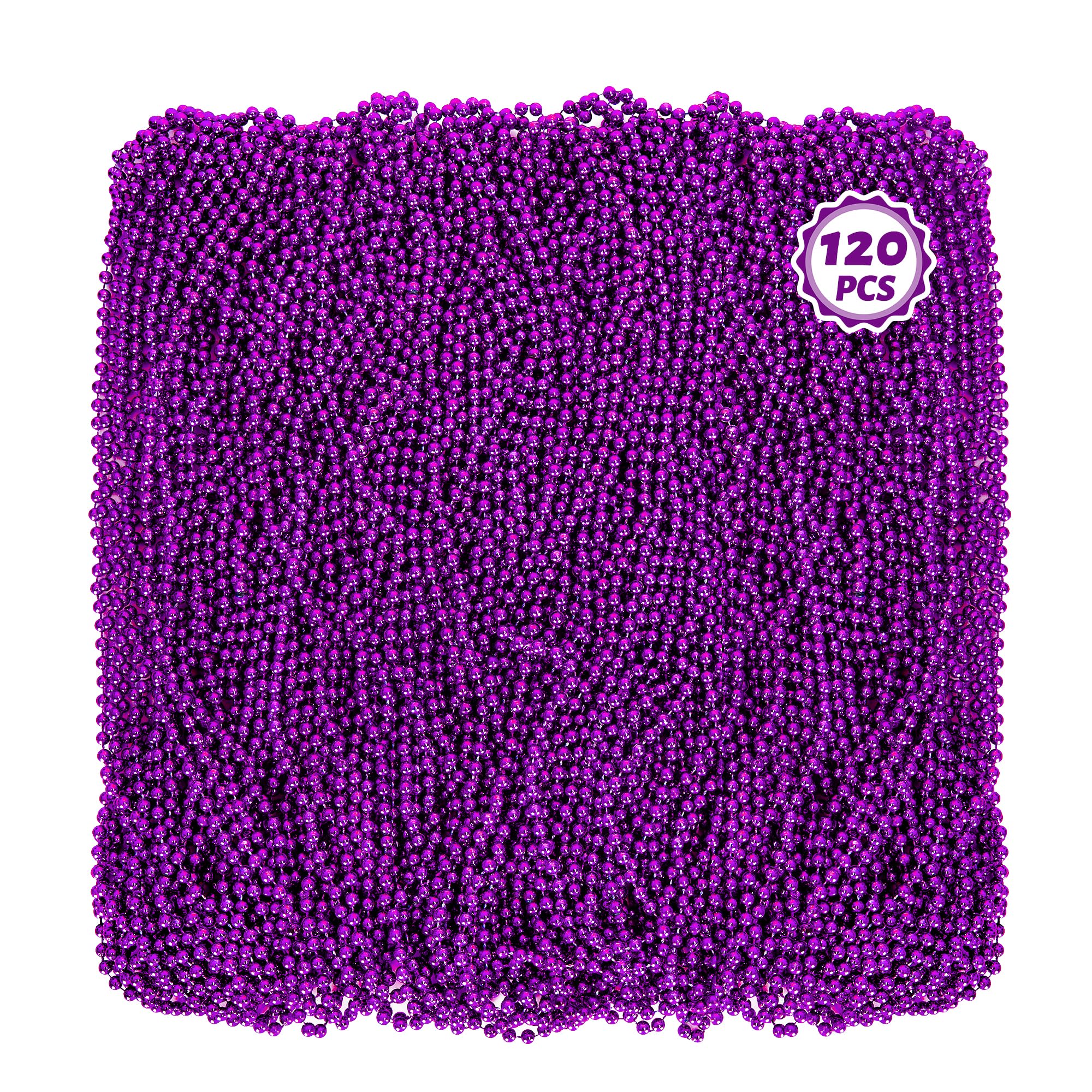 Huskein Mardi Gras Beads, 120 PCS Mardi Gras Accessories, 33 IN Green Bead Necklaces, St Patricks Day Parade Favors Bulk Party Beads Favors for Festival Carnival Decorations