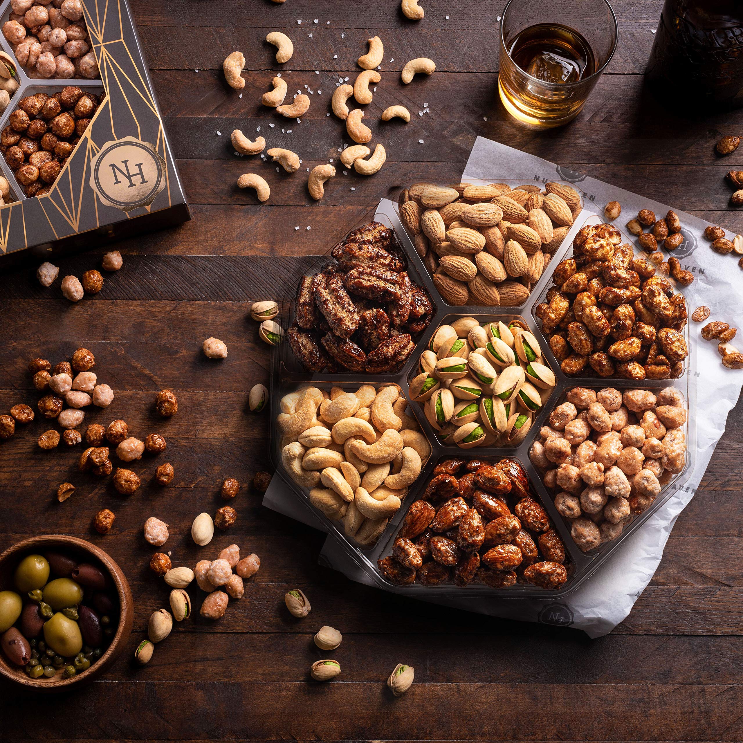 Fathers Day Nuts Gift Basket - Assortment of Sweet & Roasted Salted Gourmet Nuts - Food Gift Box for Dad, Him, Husband, Wife, Daughter, Christmas, Father's Day, Mother's Day, Sympathy, Family, Men & Women