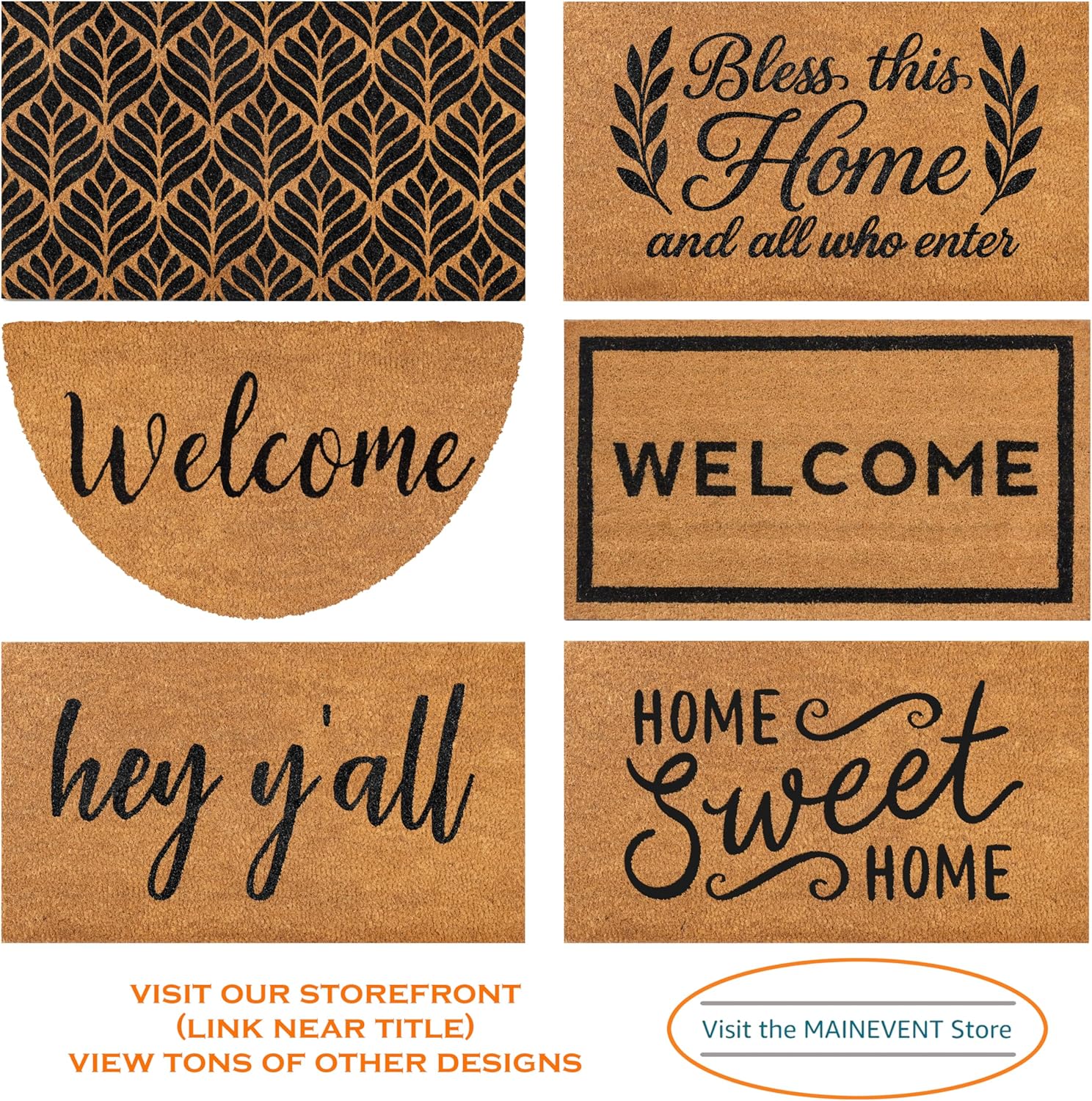 MAINEVENT Grandkids Spoiled Here Door Mat 30x17 Inch, Coir Doormat for Covered Outdoor Area, Welcome Mat w/Non-Slip PVC Backing, Grandchildren Gift for Grandparents