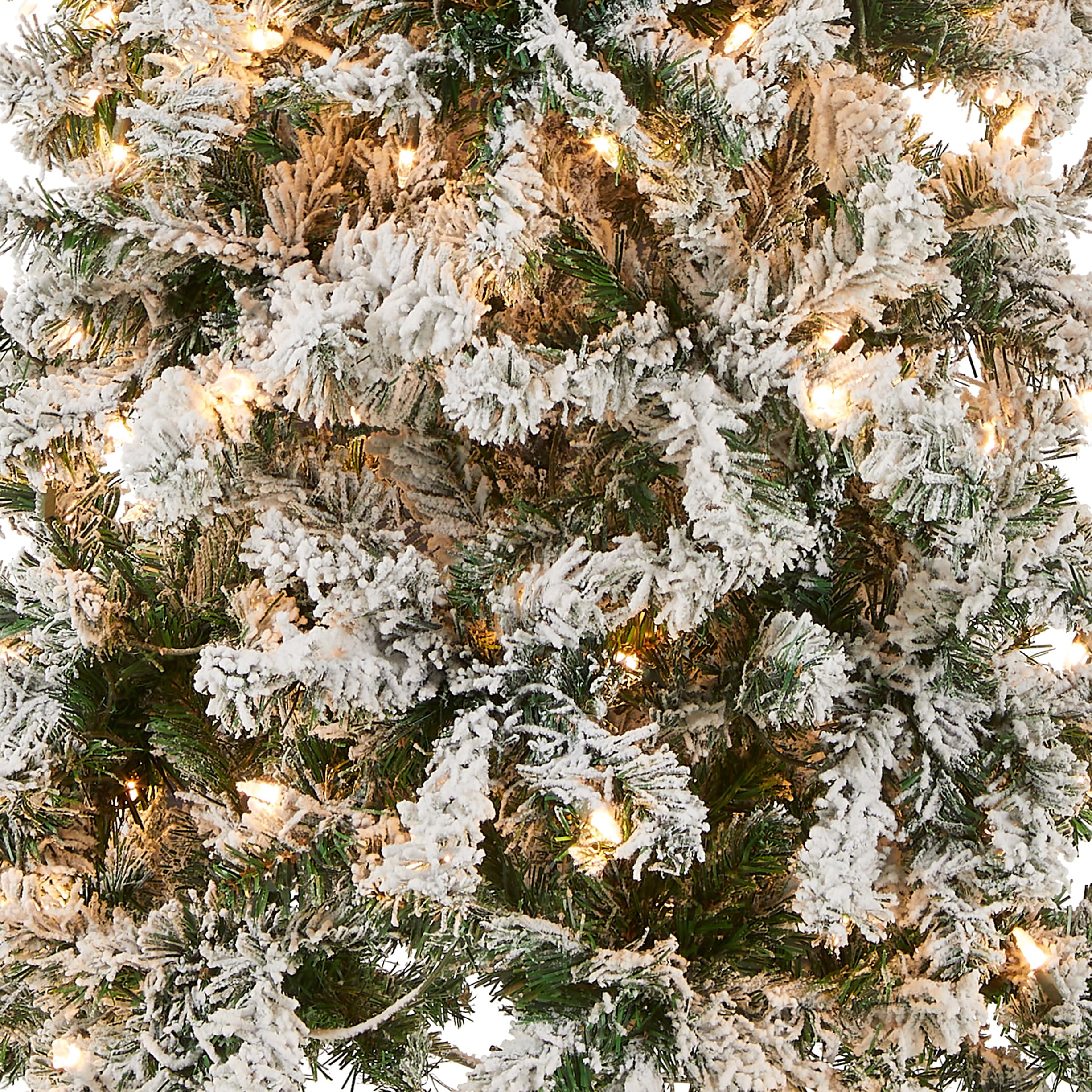National Tree Company 6 ft Pre-Lit Flocked Acacia Slim Artificial Christmas Tree, 250 Clear Lights, 512 Tips, Includes Stand, Green