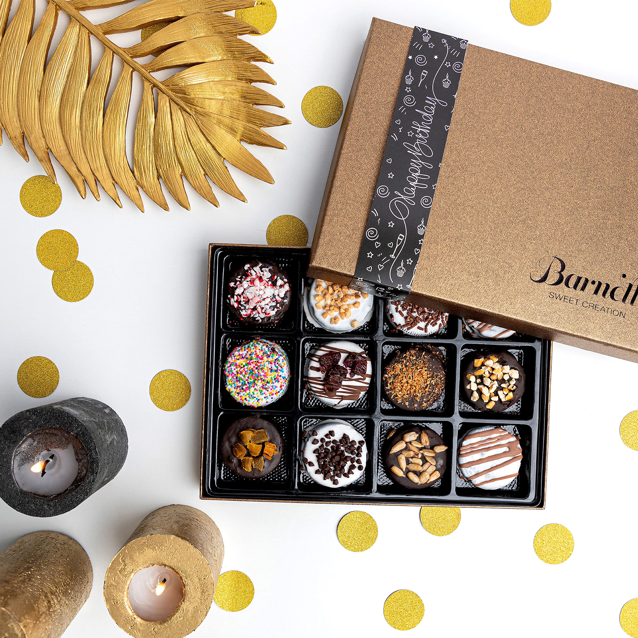 Barnetts Fathers Day Gift Basket, 12 Chocolate Covered Cookies Gourmet Candy Box Baskets for Dad, Men, Husband, Father, Grandfather, Son, Brother, Prime Food Delivery, Gifts for Him